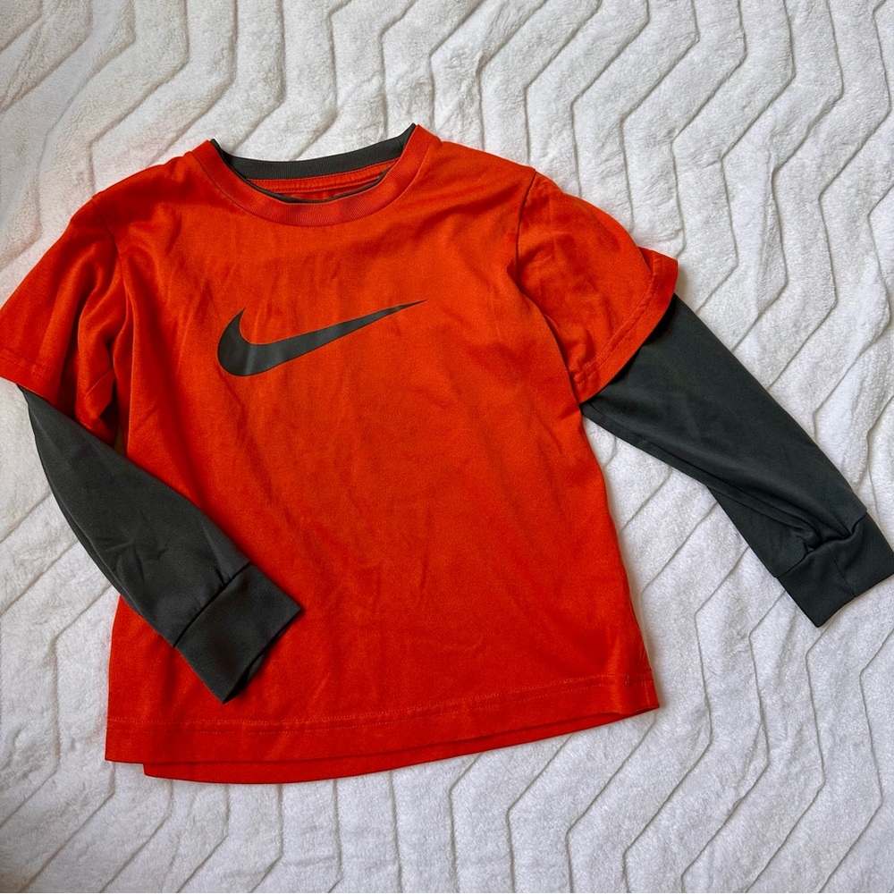 Nike Kids Long Sleeve Tee in Orange and Black